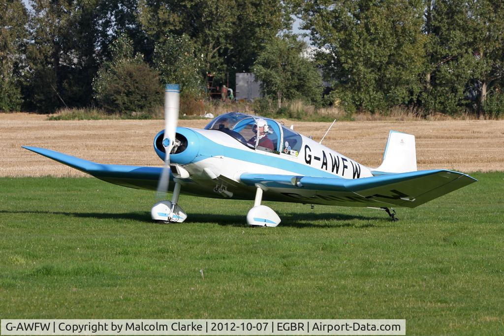 G-AWFW, 1957 SAN Jodel D-117 C/N 599, Jodel D-117. Hibernation Fly-In, The Real Aeroplane Club, Breighton Airfield, October 2012.