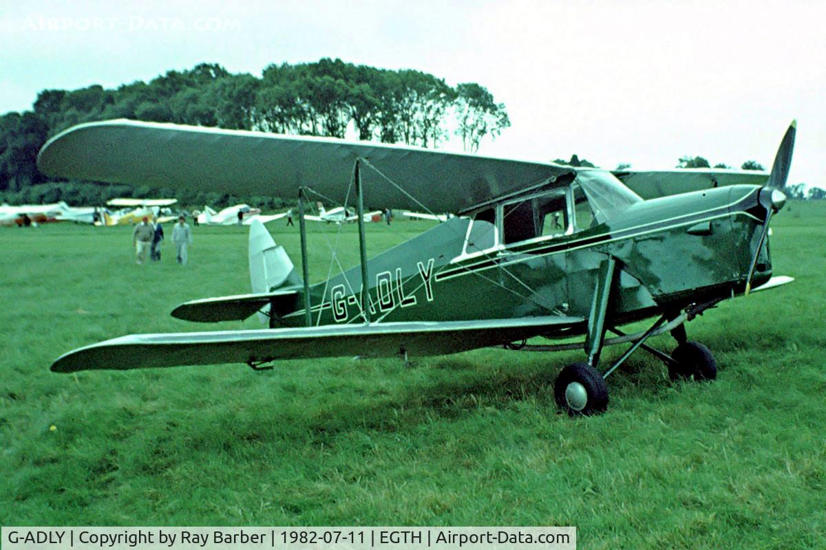 G-ADLY, 1935 De Havilland DH.87B Hornet Moth C/N 8020, De Havilland DH.87B Hornet Moth [8020] Old Warden~G 11/07/1982. Image taken from a slide.