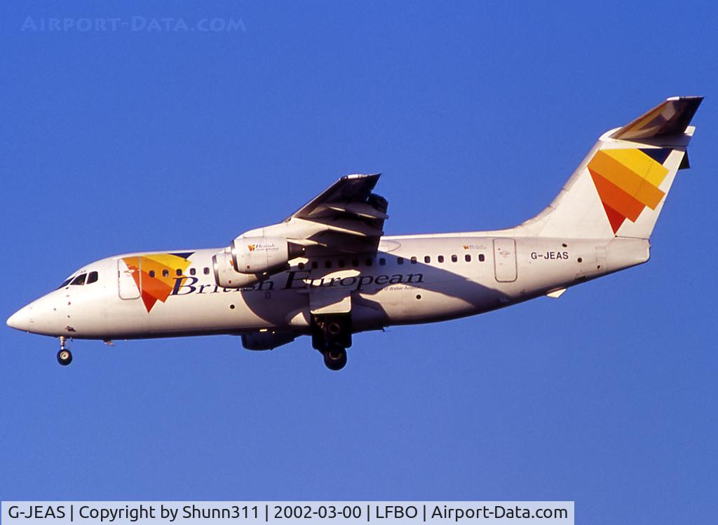 G-JEAS, 1984 British Aerospace BAe.146-200 C/N E2020, Landing rwy 32L