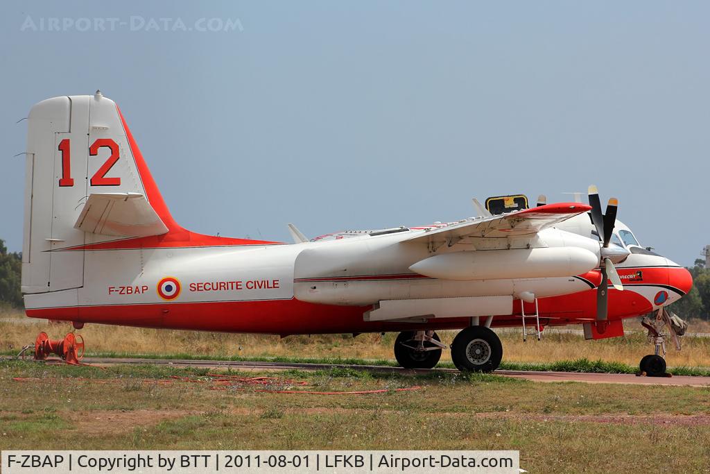 F-ZBAP, 1957 Grumman (Conair) S-2T Turbo Firecat C/N 026, With Firecat 07 at the temporary Sécurité Civile base of Bastia