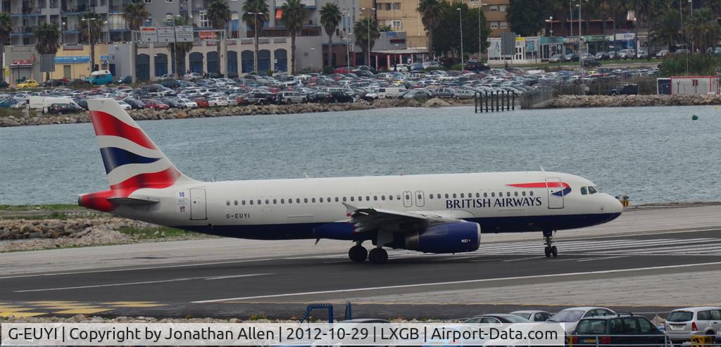 G-EUYI, 2010 Airbus A320-232 C/N 4306, British Airways A320 about to depart from Gibraltar.