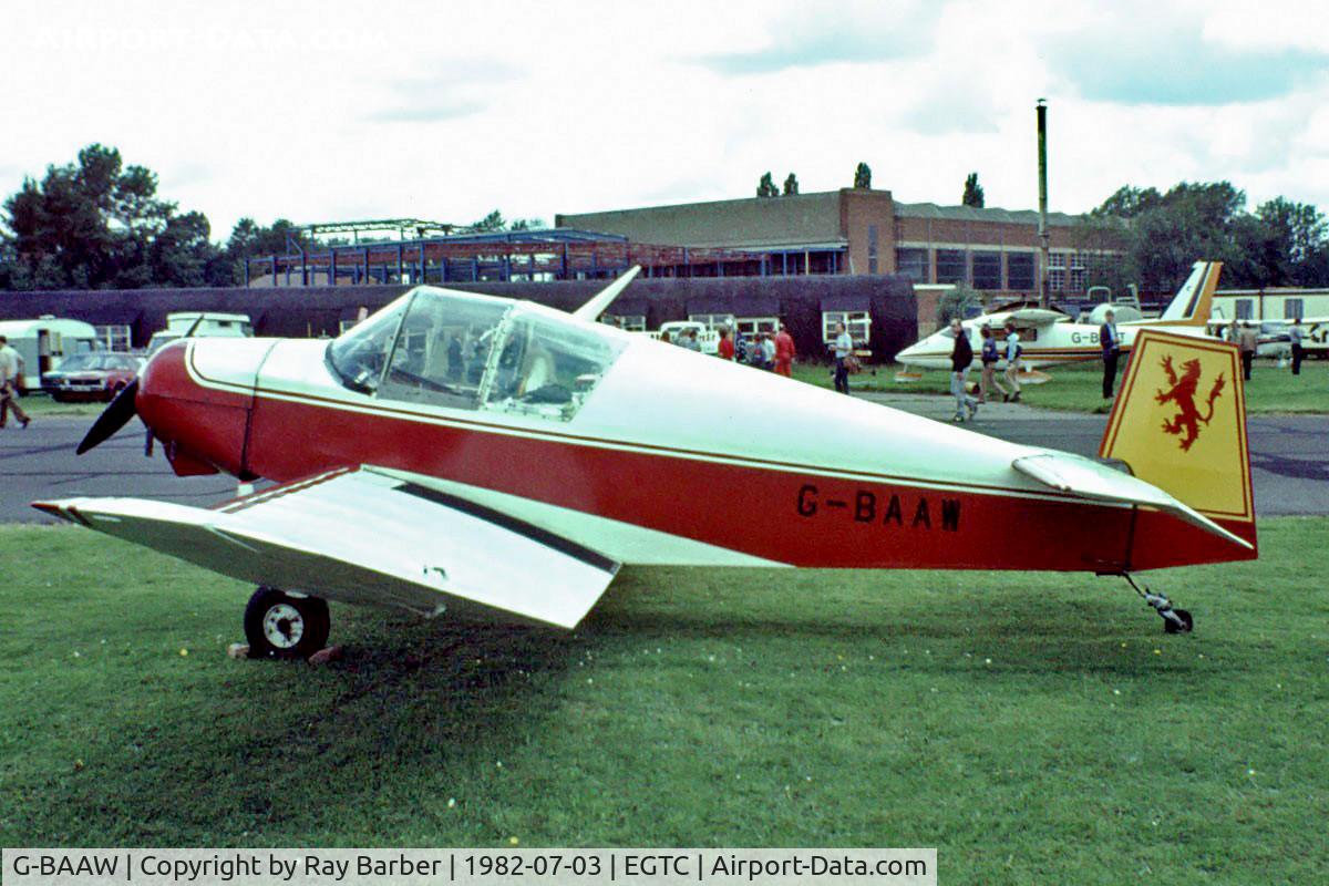 G-BAAW, 1956 Jodel D-119 C/N 366, Jodel D.119 [366] Cranfield 03/07/1982. Image taken from a slide.
