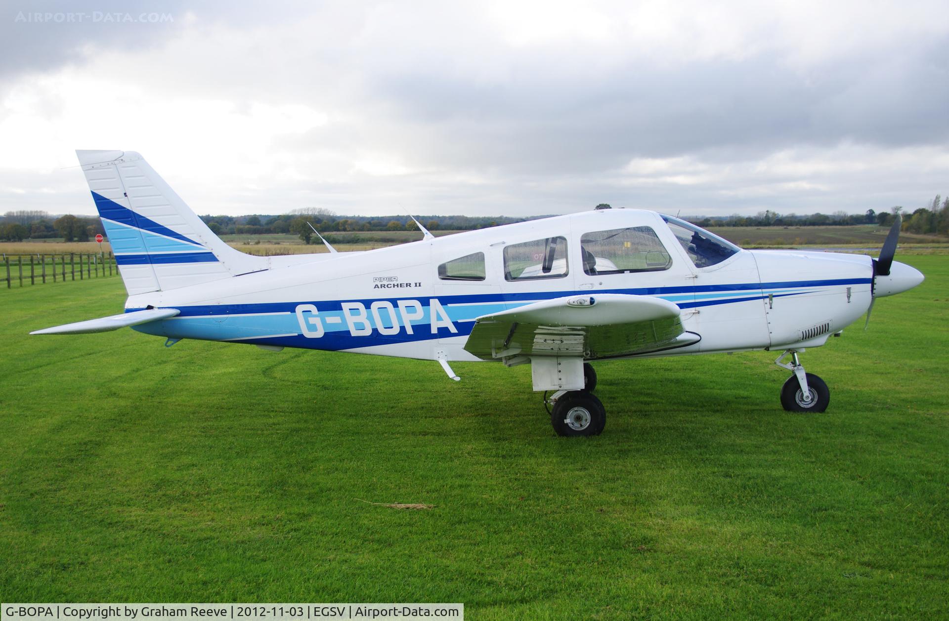 G-BOPA, 1984 Piper PA-28-181 Cherokee Archer II C/N 28-8490024, Parked at Old Buckenham.