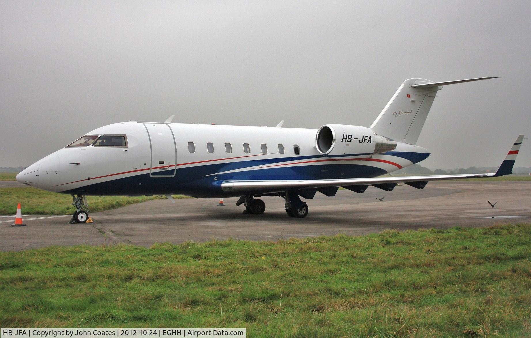 HB-JFA, 2007 Bombardier Challenger 605 (CL-600-2B16) C/N 5715, Parked in the mist at Signatures