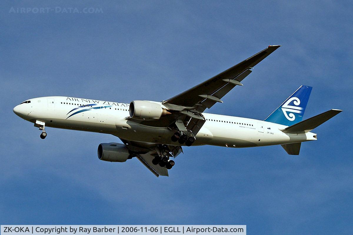 ZK-OKA, 2005 Boeing 777-219/ER C/N 29404, Boeing 777-219ER [29404] (Air New Zealand) Home~G 06/11/2006