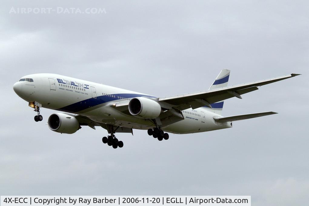 4X-ECC, 2001 Boeing 777-258/ER C/N 30833, Boeing 777-258ER [30833] (El Al-Israel Airlines) Heathrow~G 20/11/2006