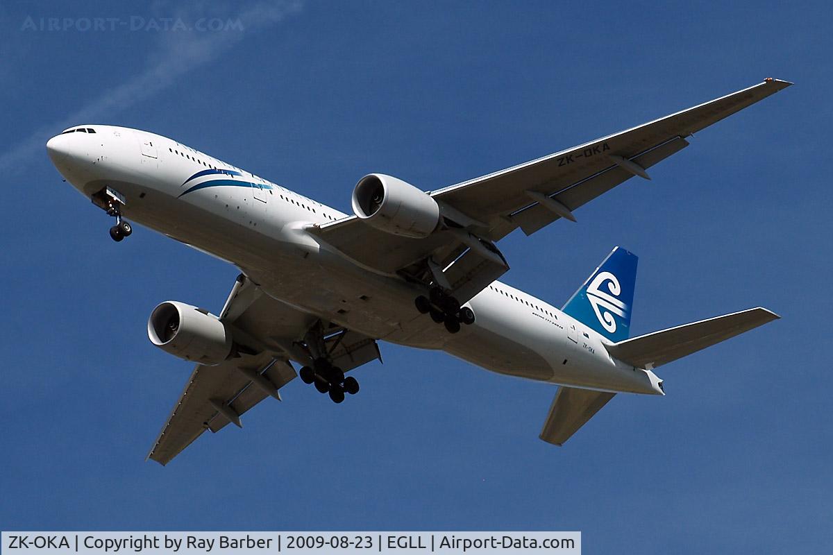 ZK-OKA, 2005 Boeing 777-219/ER C/N 29404, Boeing 777-219ER [29404] (Air New Zealand) Home~G 23/08/2009