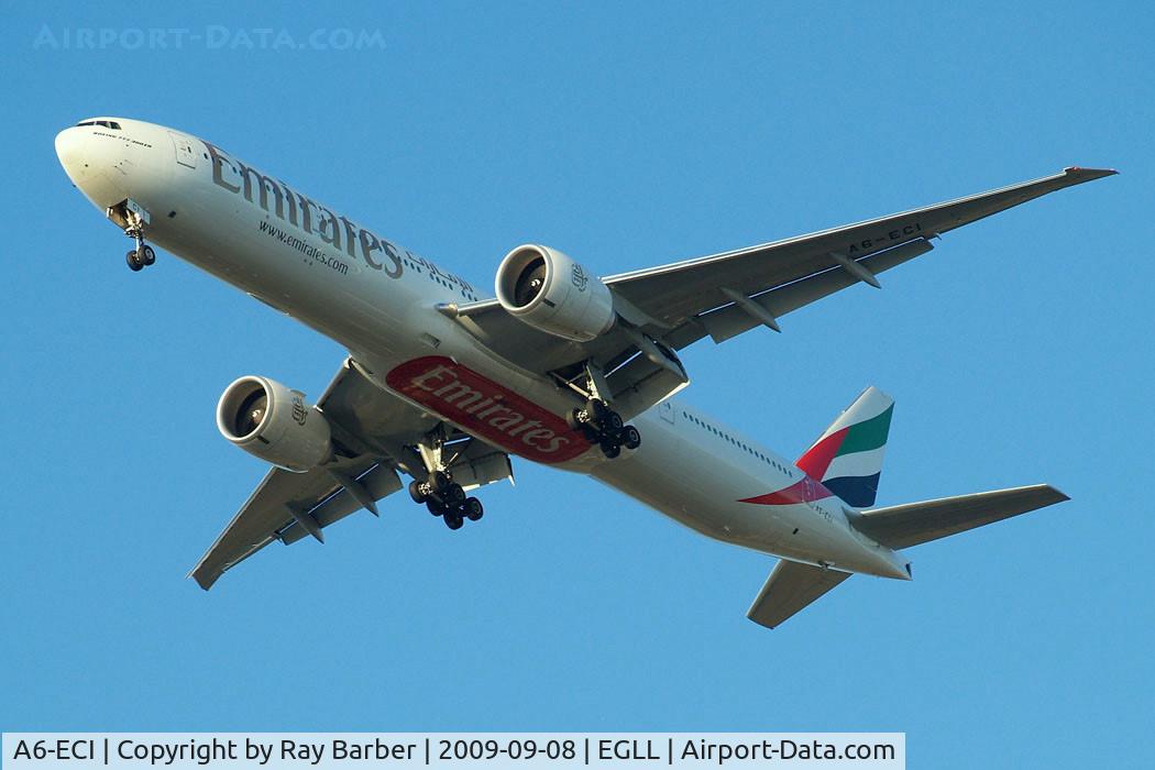 A6-ECI, 2008 Boeing 777-31H/ER C/N 35580, Boeing 777-31HER [35580] (Emirates Airlines) Heathrow~G 08/09/2009