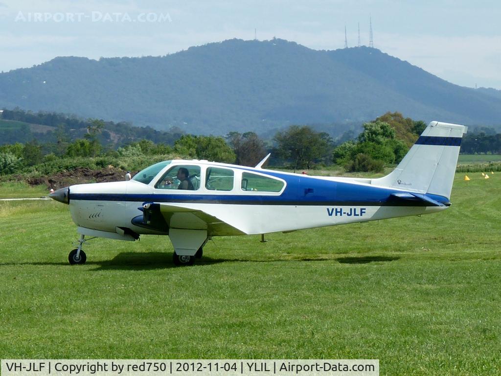 VH-JLF, 1970 Beech F33C Bonanza C/N CJ-26, VH-JLF, previously N3881A. at Lilydale airfield. This aircraft is certified for aerobatics, and was taxying back after performing a few rolls over the airfield.