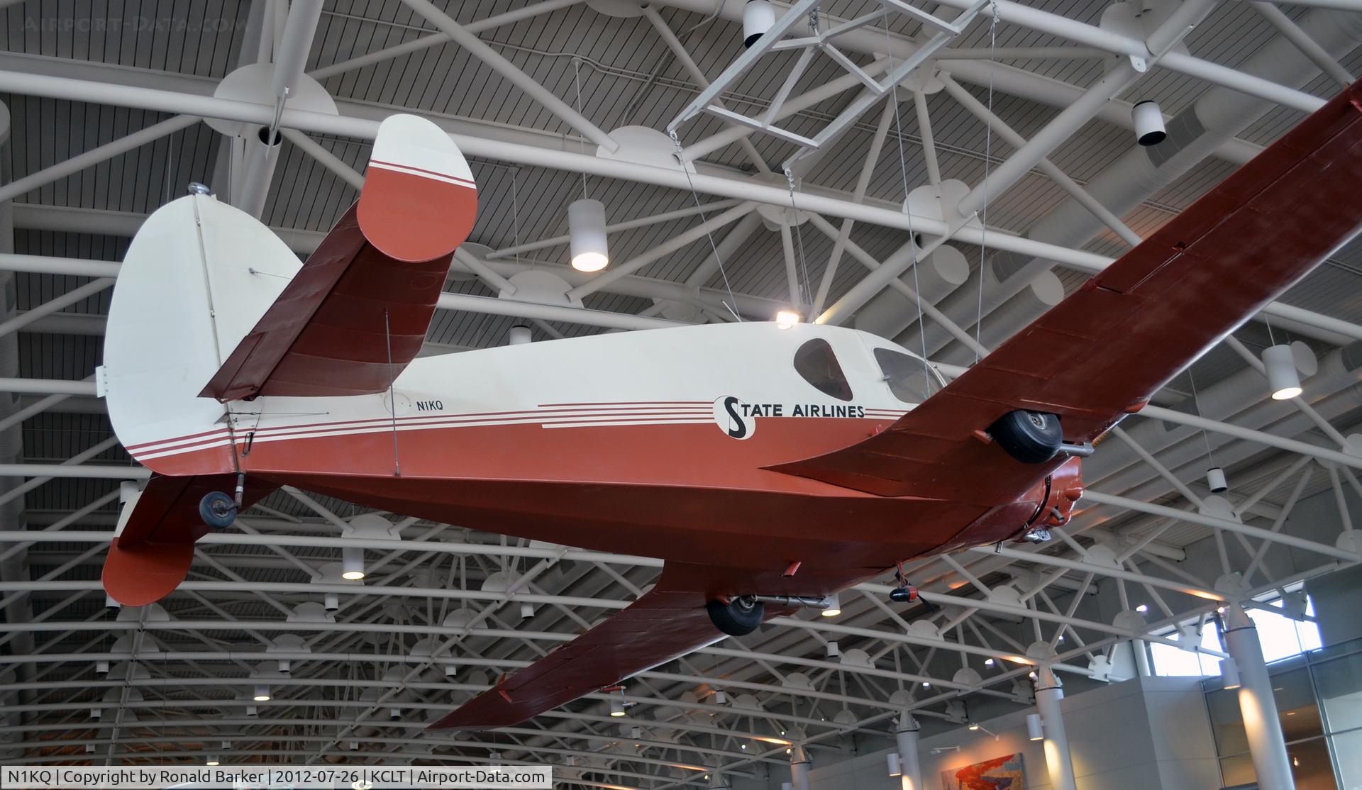 N1KQ, 1940 Bellanca 14-9L C/N 1037, CLT  hanging in the lobby