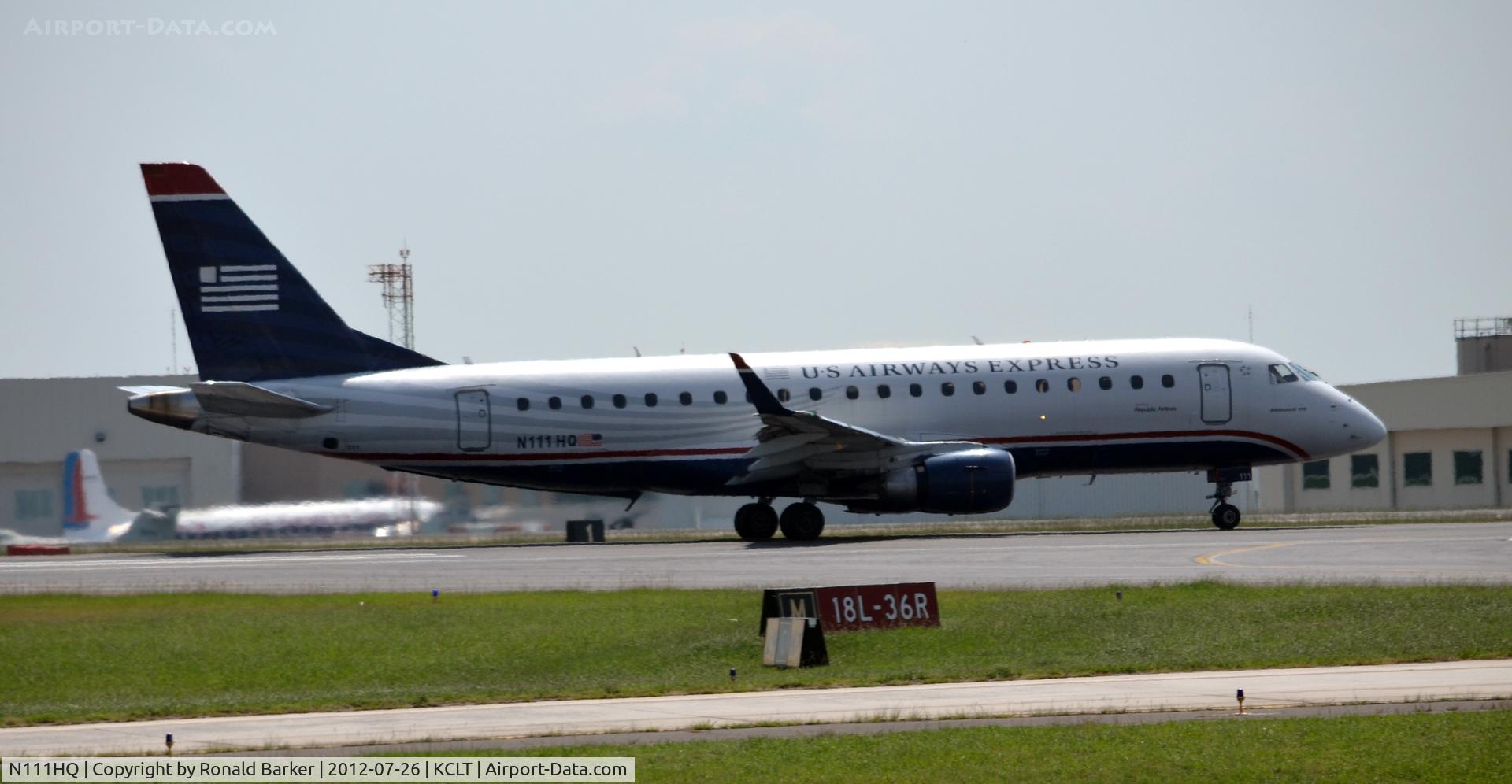 N111HQ, 2007 Embraer 175LR (ERJ-170-200LR) C/N 17000173, Takeoff CLT