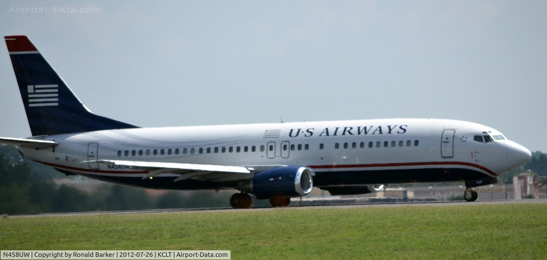N458UW, 1991 Boeing 737-4B7 C/N 25022, Takeoff CLT