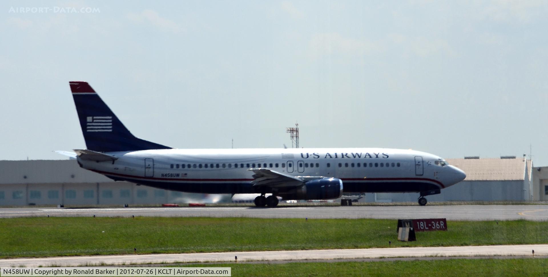 N458UW, 1991 Boeing 737-4B7 C/N 25022, Takeoff CLT