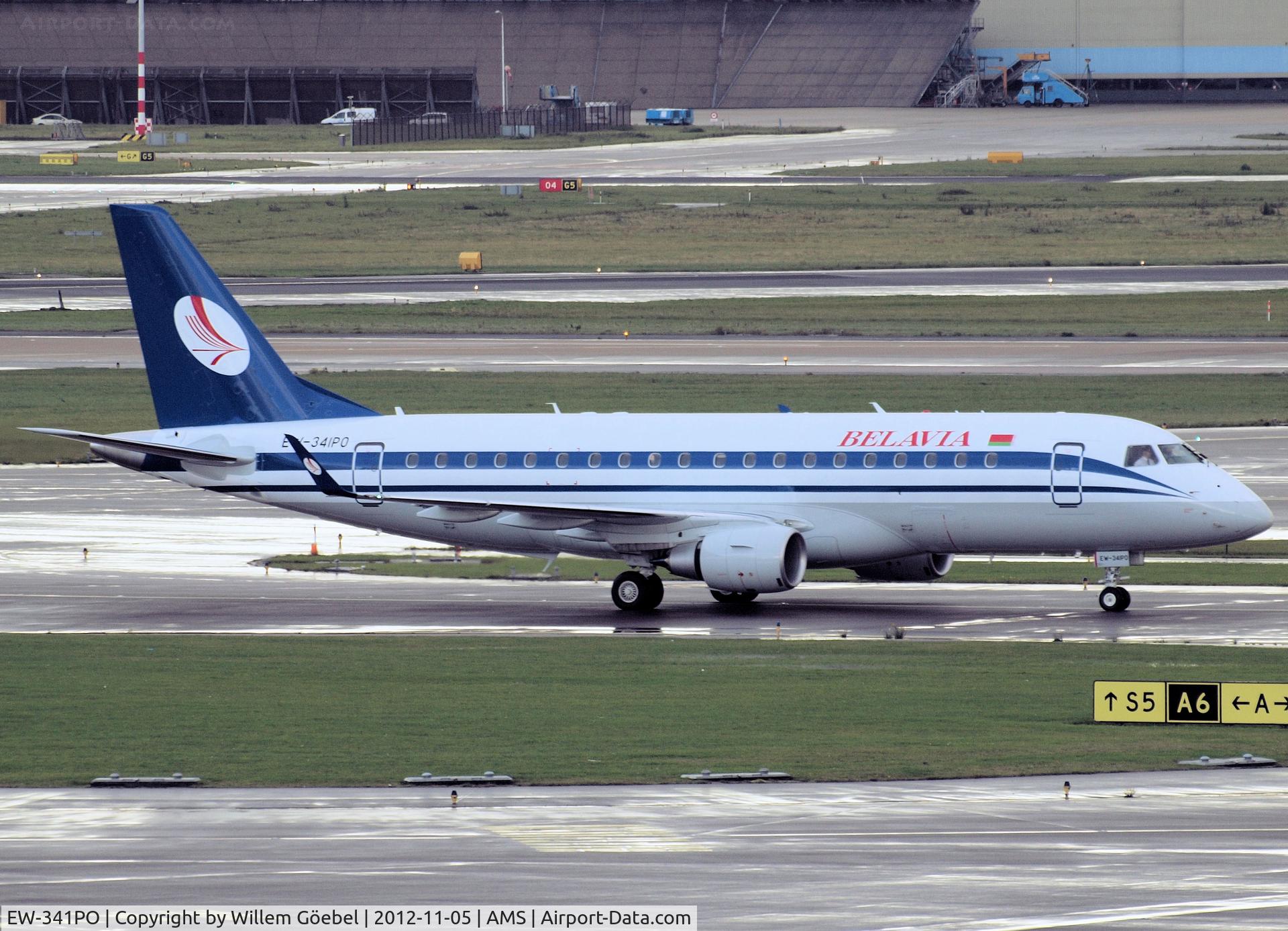 EW-341PO, 2012 Embraer 175LR (ERJ-170-200LR) C/N 17000352, Taxi to the gate of Schiphol Airport