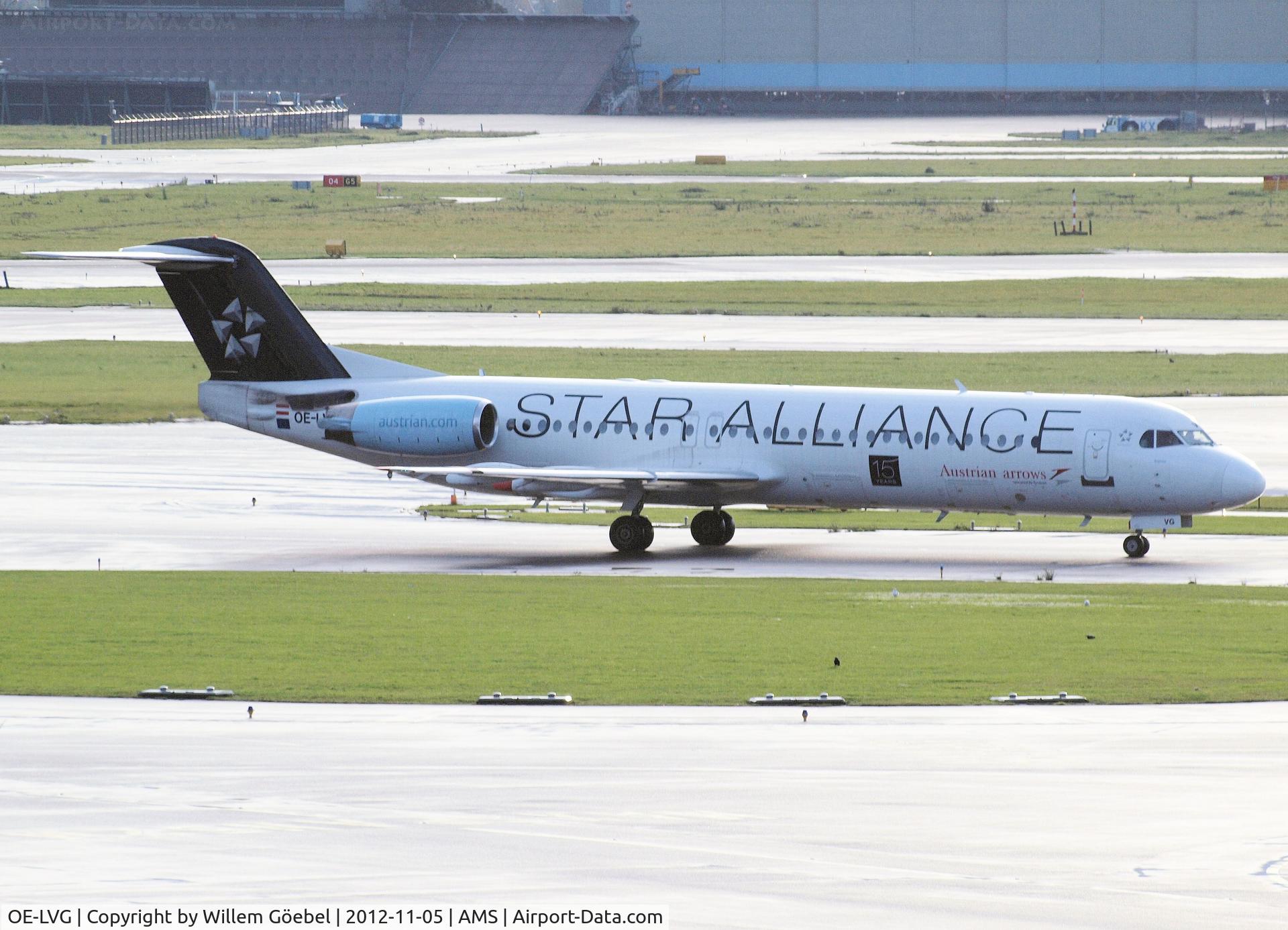 OE-LVG, 1994 Fokker 100 (F-28-0100) C/N 11520, Taxi to the gate of Schiphol Airport