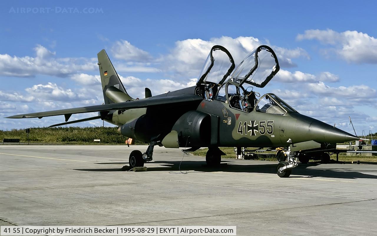 41 55, Dassault-Dornier Alpha Jet A C/N 0155, flightline at Aalborg AB