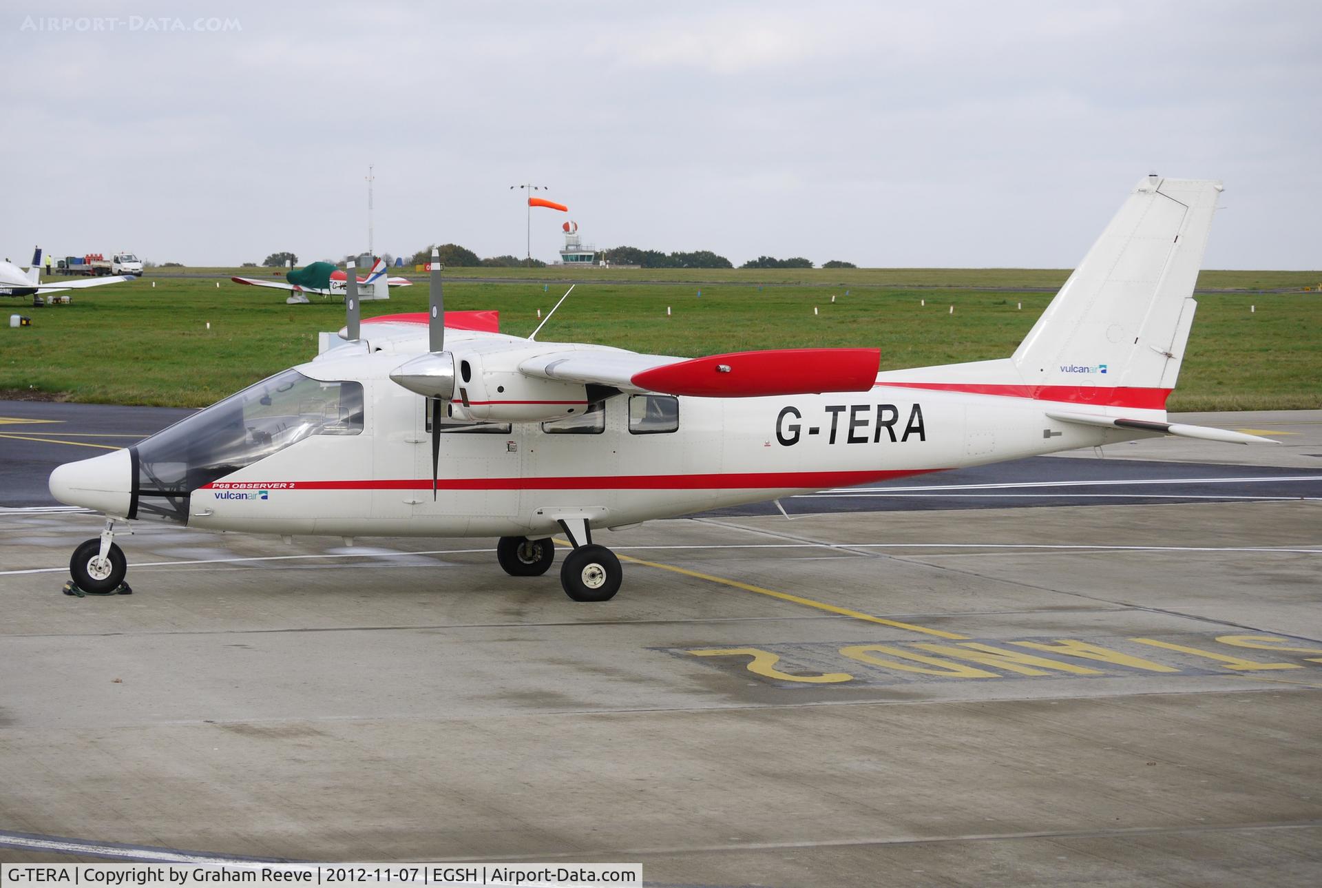 G-TERA, 2007 Vulcanair P-68 Observer 2 C/N 433-29 OB2, Vulcanair P68 parked at Norwich.