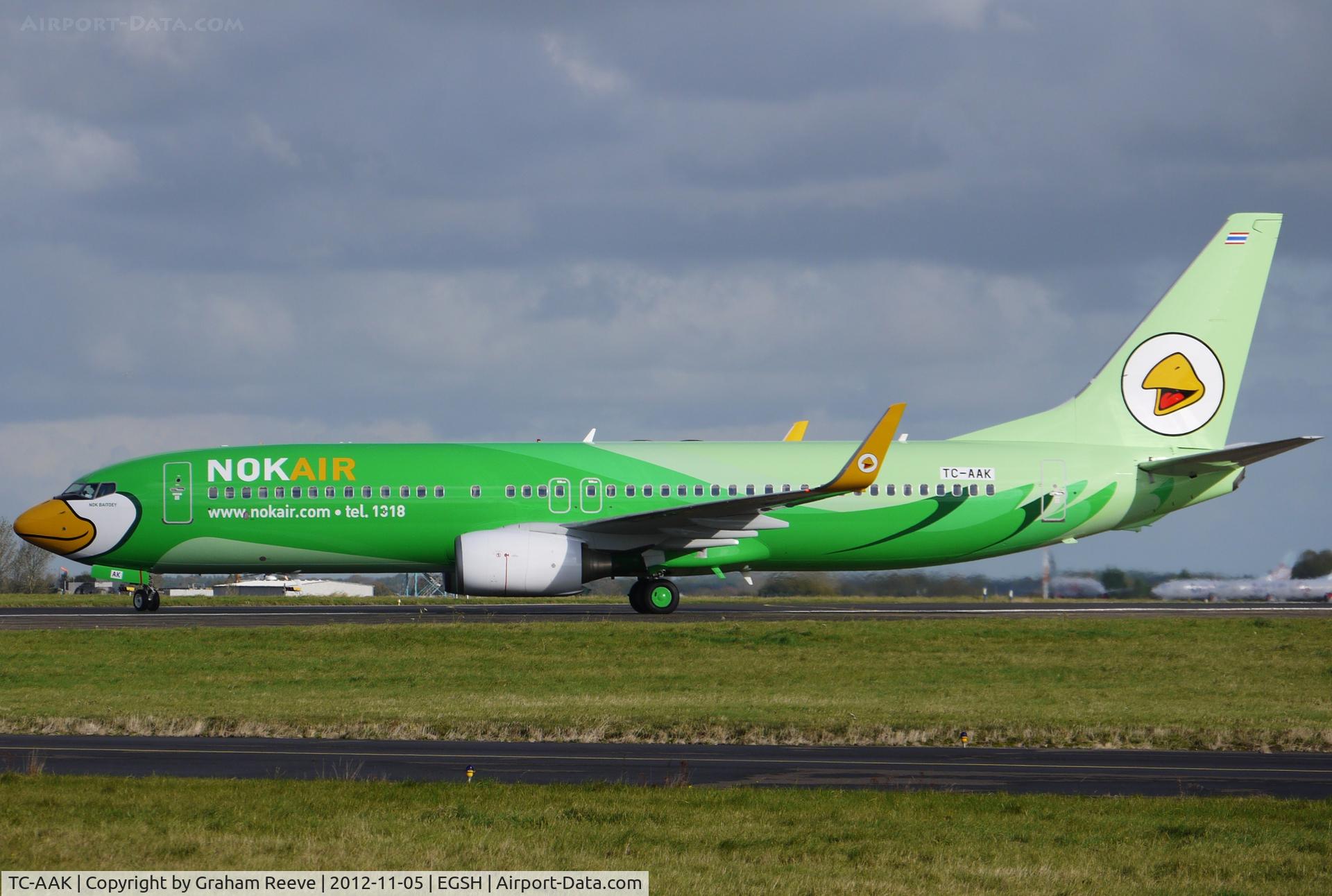 TC-AAK, 2007 Boeing 737-8FH C/N 35094/2195, Nok Air 737 just landed.