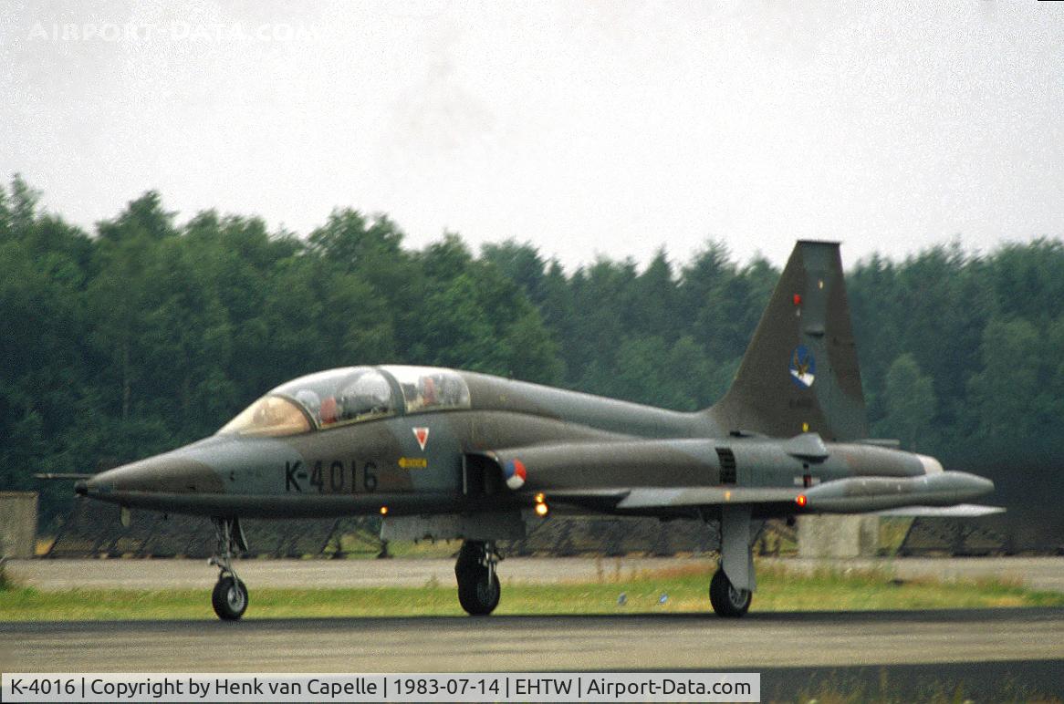 K-4016, 1971 Northrop (Canadair) NF-5B (CL-226) C/N 4016, NF-5B trainer of 313 sqn of the Royal Netherlands Air Force about to take off from Twenthe Air Base.