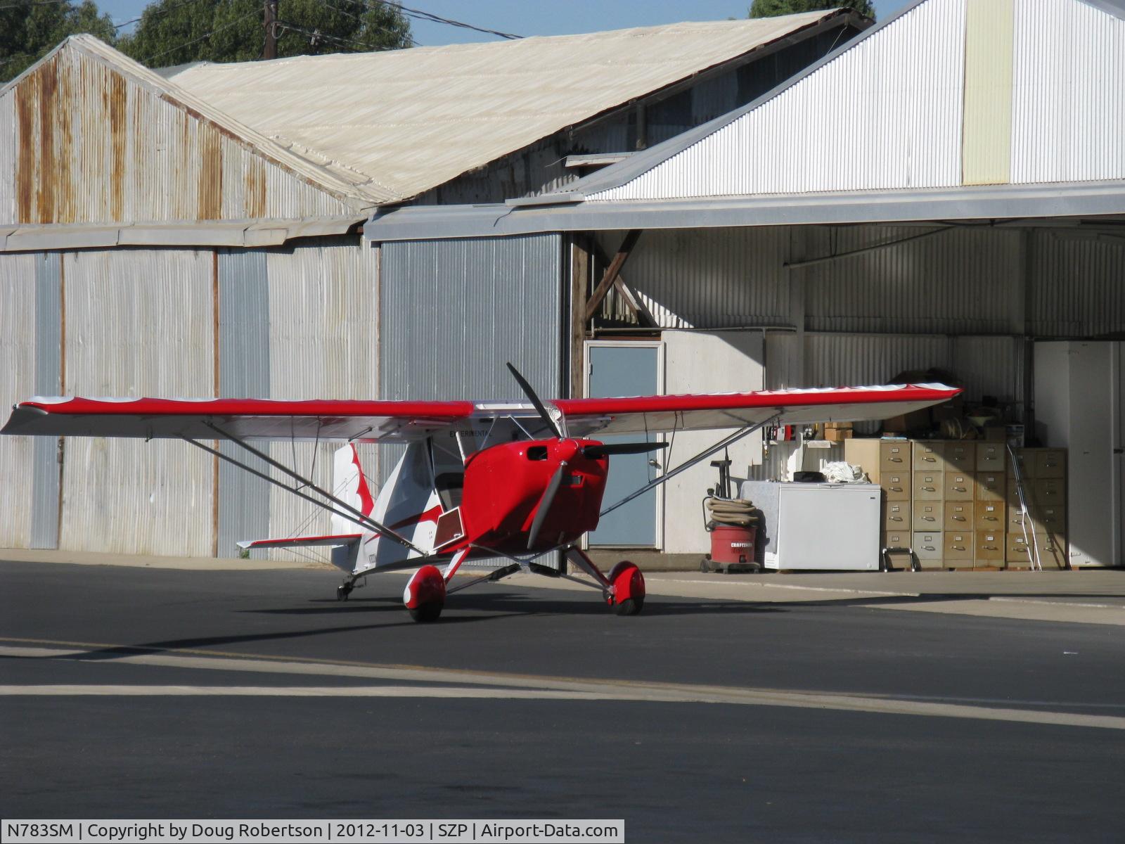 N783SM, Fisher Dakota Hawk C/N DH29, 2011 Goodman FISHER FLYING PRODUCTS DAKOTA HAWK, Rotax 912UL 80 Hp, two-place side by side stick control, on hangar ramp. Experimental class