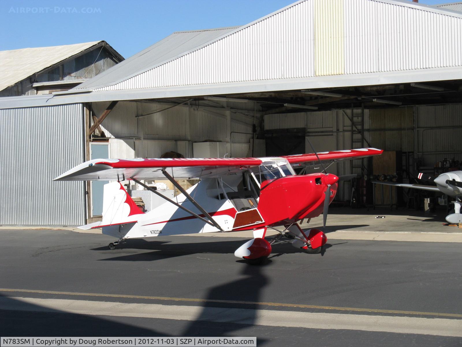 N783SM, Fisher Dakota Hawk C/N DH29, 2011 Goodman FISHER FLYING PRODUCTS DAKOTA HAWK, Rotax 912UL 80 Hp, three-blade 72 inch Warp Drive prop, two place side by side, wood & fabric construction, plans-built. 1,150 lb gross wt. Experimental class. LSA legal.