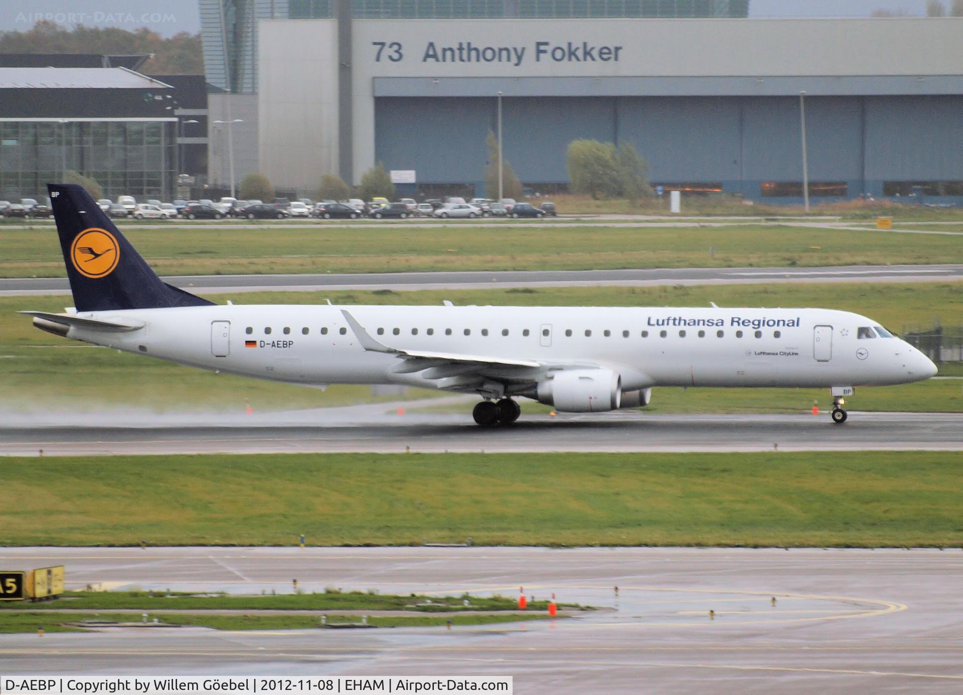 D-AEBP, 2012 Embraer 195LR (ERJ-190-200LR) C/N 19000553, Taxi to runway 24 for take off of Schiphol Airport