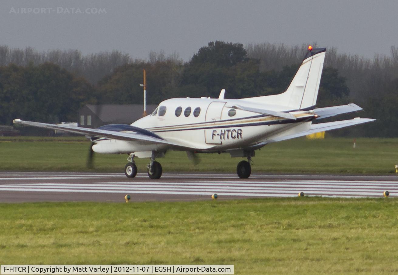 F-HTCR, 2008 Hawker Beechcraft C90GTI King Air C/N LJ-1887, Departing EGSH (Crop shot)