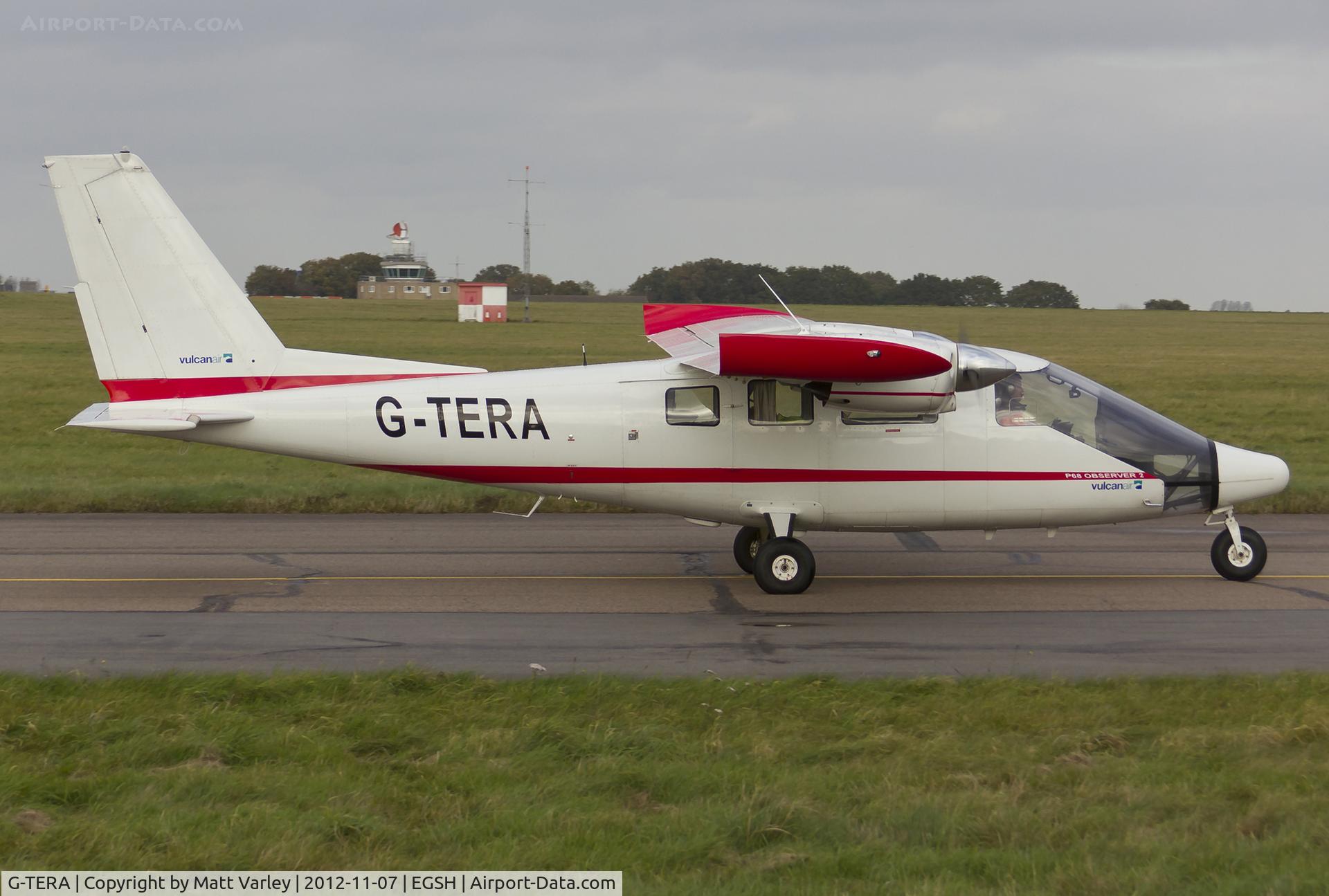 G-TERA, 2007 Vulcanair P-68 Observer 2 C/N 433-29 OB2, Departing SaxonAir.