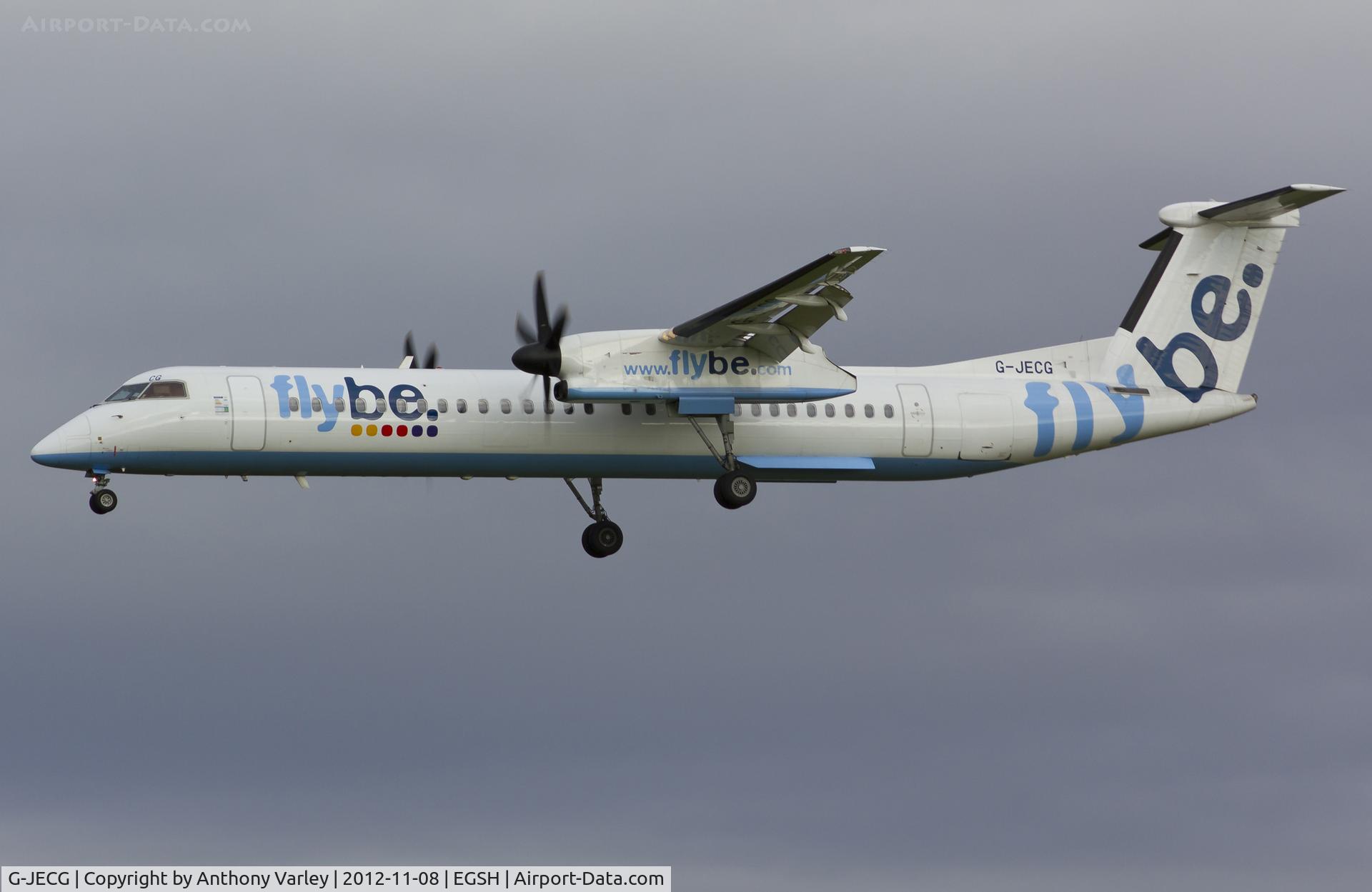 G-JECG, 2004 De Havilland Canada DHC-8-402Q Dash 8 C/N 4098, Arriving at EGSH.