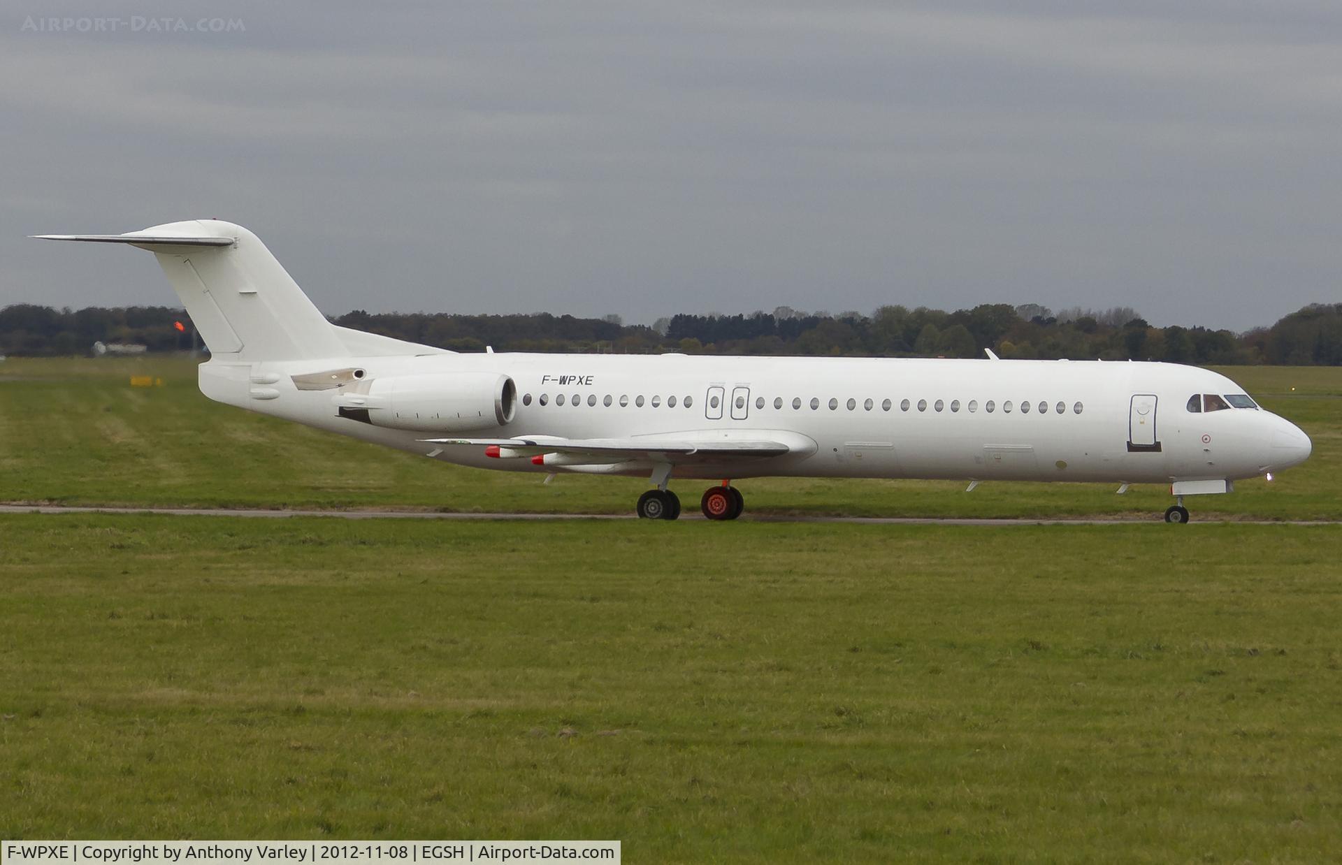 F-WPXE, 1995 Fokker 100 (F-28-0100) C/N 11495, Departing EGSH.