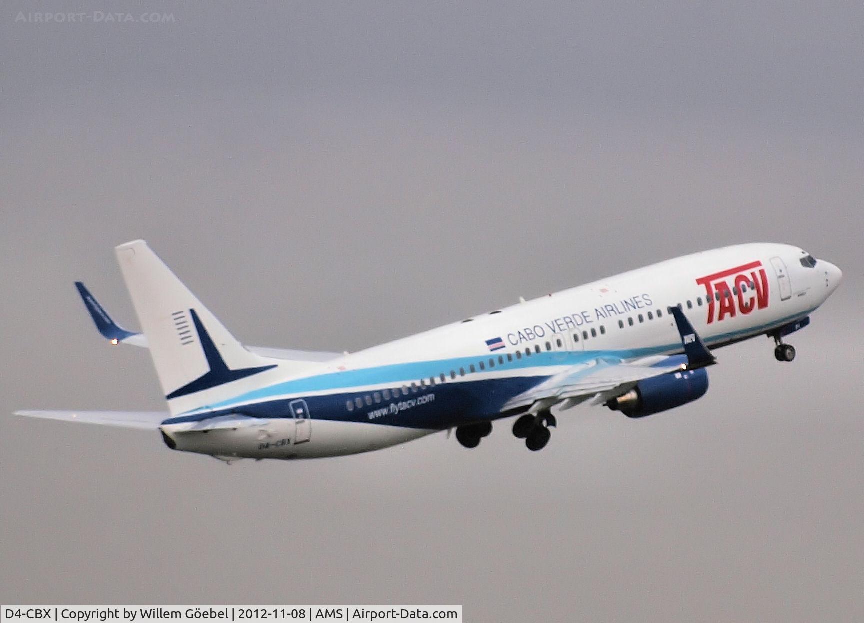 D4-CBX, 2000 Boeing 737-8Q8 C/N 30039, Take off from runway L 18 of Schiphol Airport