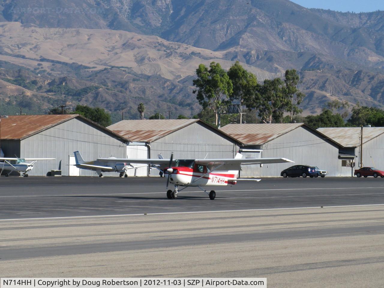 N714HH, 1977 Cessna 150M C/N 15079185, 1977 Cessna 150M, Continental O-200 100 Hp, landing roll on 22 preceding touch and go Rwy 22