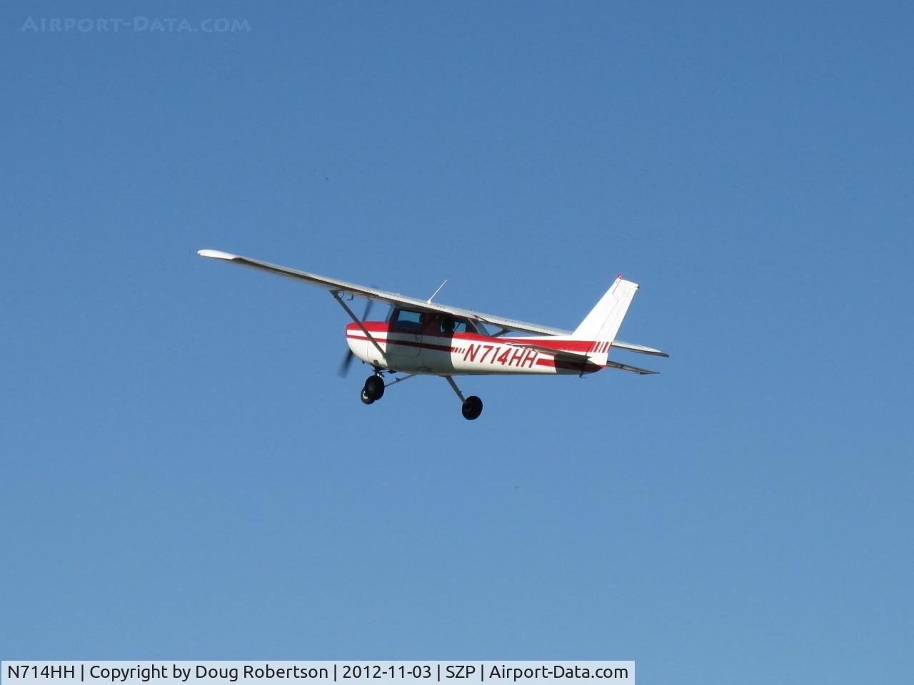 N714HH, 1977 Cessna 150M C/N 15079185, 1977 Cessna 150M, Continental O-200 100 Hp, takeoff climb Rwy 22