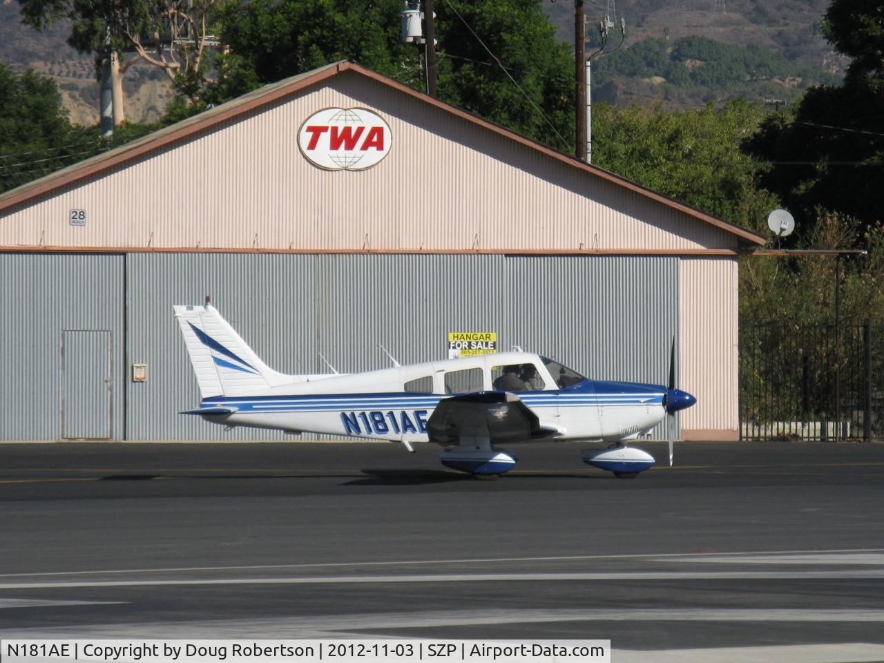 N181AE, 1977 Piper PA-28-181 C/N 28-7890235, 1977 Piper PA-28-181 ARCHER II, Lycoming O-360-A4M 180 Hp, holding short 22