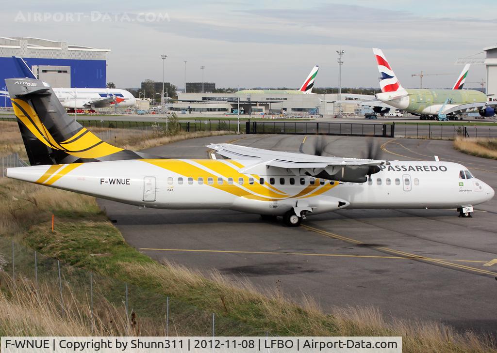 F-WNUE, 1998 ATR 72-212A C/N 565, Now in his new corporate identity... Engine ground test @ Latecoere Aeroservice facility...