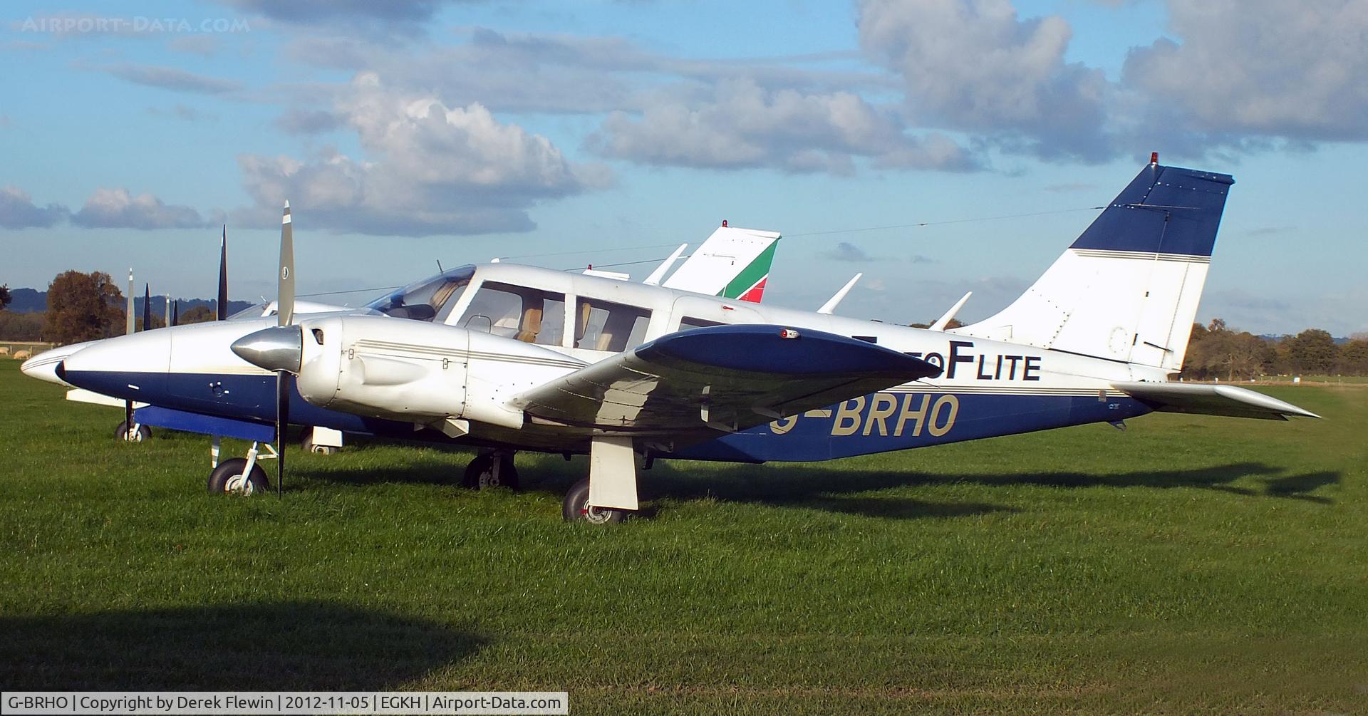 G-BRHO, 1973 Piper PA-34-200 Seneca C/N 34-7350037, EGKH resident.