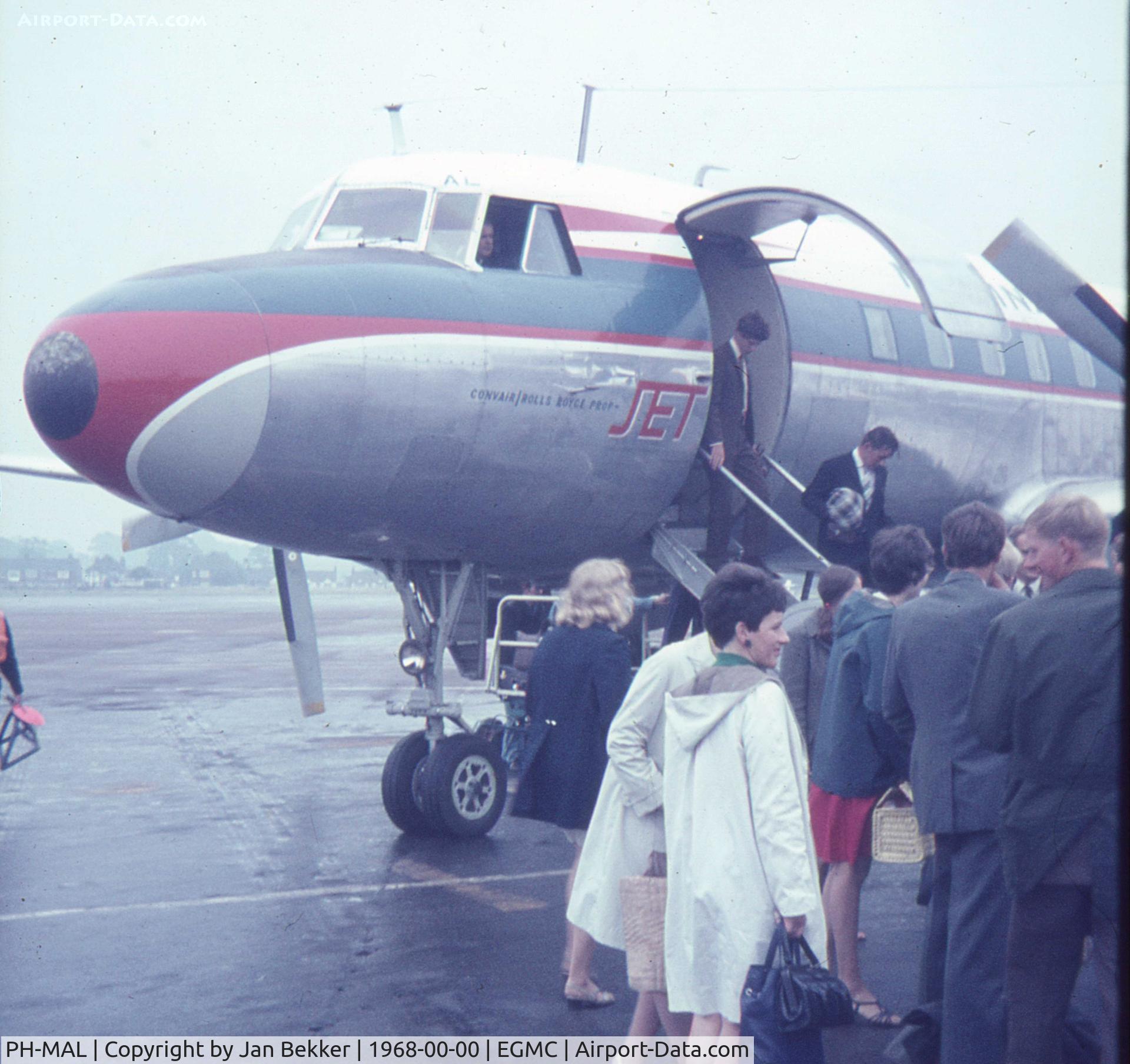 PH-MAL, 1956 Convair 640 C/N 332A, Martin's Air Charter on a rainey day at Southend Airport in 1968