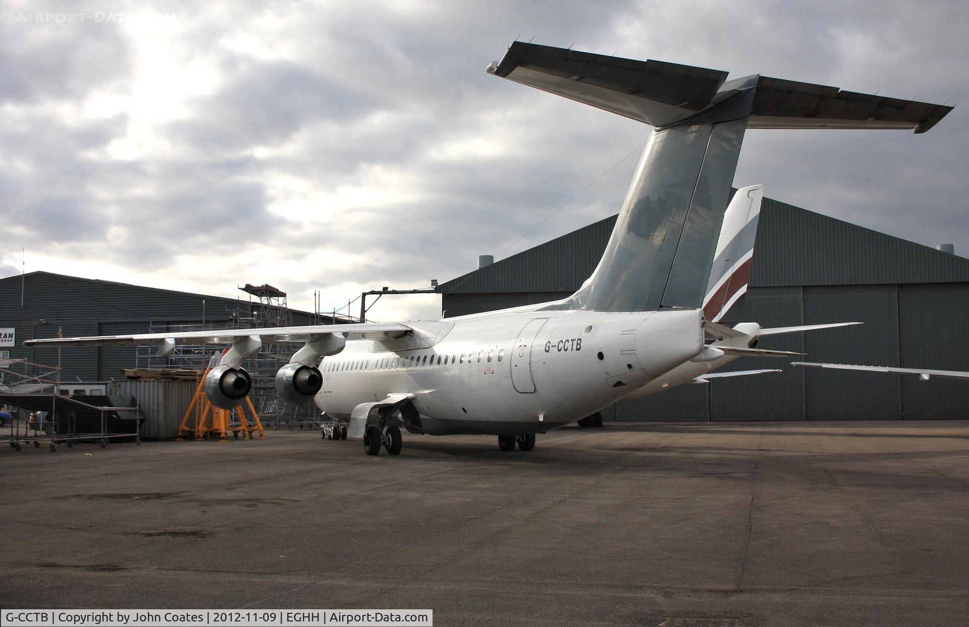 G-CCTB, 1993 British Aerospace Avro 146-RJ100 C/N E3234, ex OY-FJE at Airbourne Colours for respray.