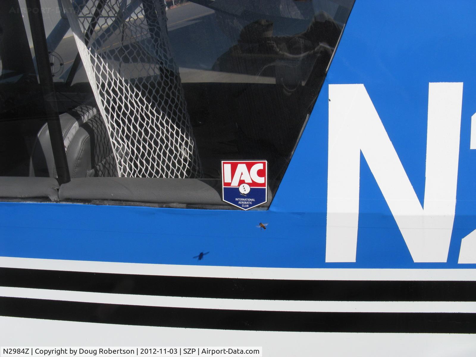 N2984Z, 1978 Bellanca 8KCAB Decathlon C/N 381-78, 1978 Bellanca 8KCAB DECATHLON, IAC logo-International Aerobatics Club. Look closely-does the little winged buzzer want to join?