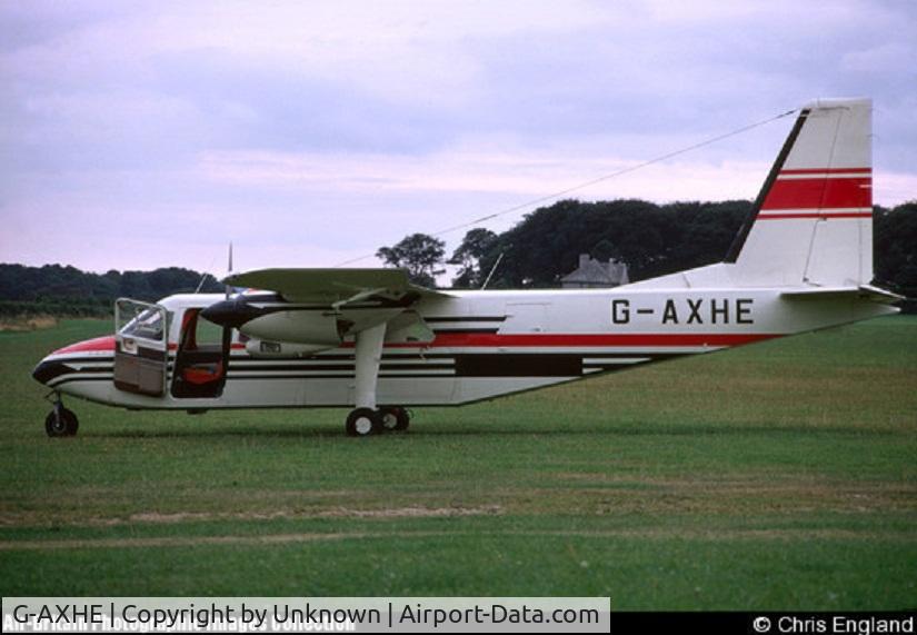 G-AXHE, 1969 Britten-Norman BN-2A Islander C/N 86, I jumped from this plane in 1985, sadly it crashed in 1994