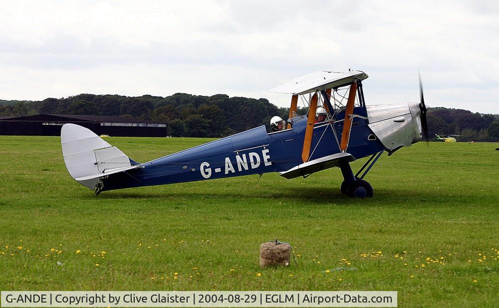 G-ANDE, 1943 De Havilland DH-82A Tiger Moth II C/N 85957, Ex: EM726 > G-ANDE > G-YVFS > G-ANDE - Originally owned to, Airways Aero Associations Ltd in September 1953 and currently in private hands since November 2008.