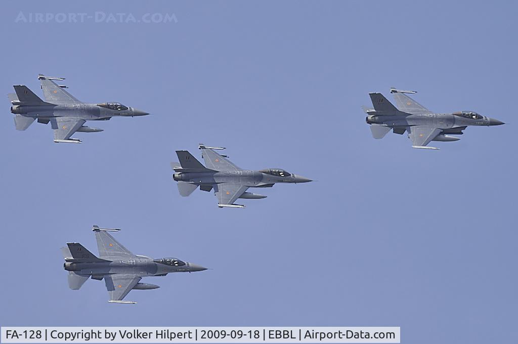 FA-128, SABCA F-16AM Fighting Falcon C/N 6H-128, fourship formation at the Tiger Meet 2009