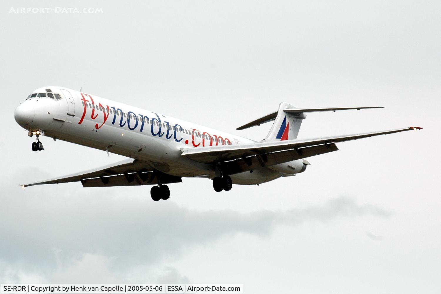 SE-RDR, 1980 McDonnell Douglas MD-82 (DC-9-82) C/N 49151/1088, Flynordic MD-82 on apprach to Stockholm Arlanda.