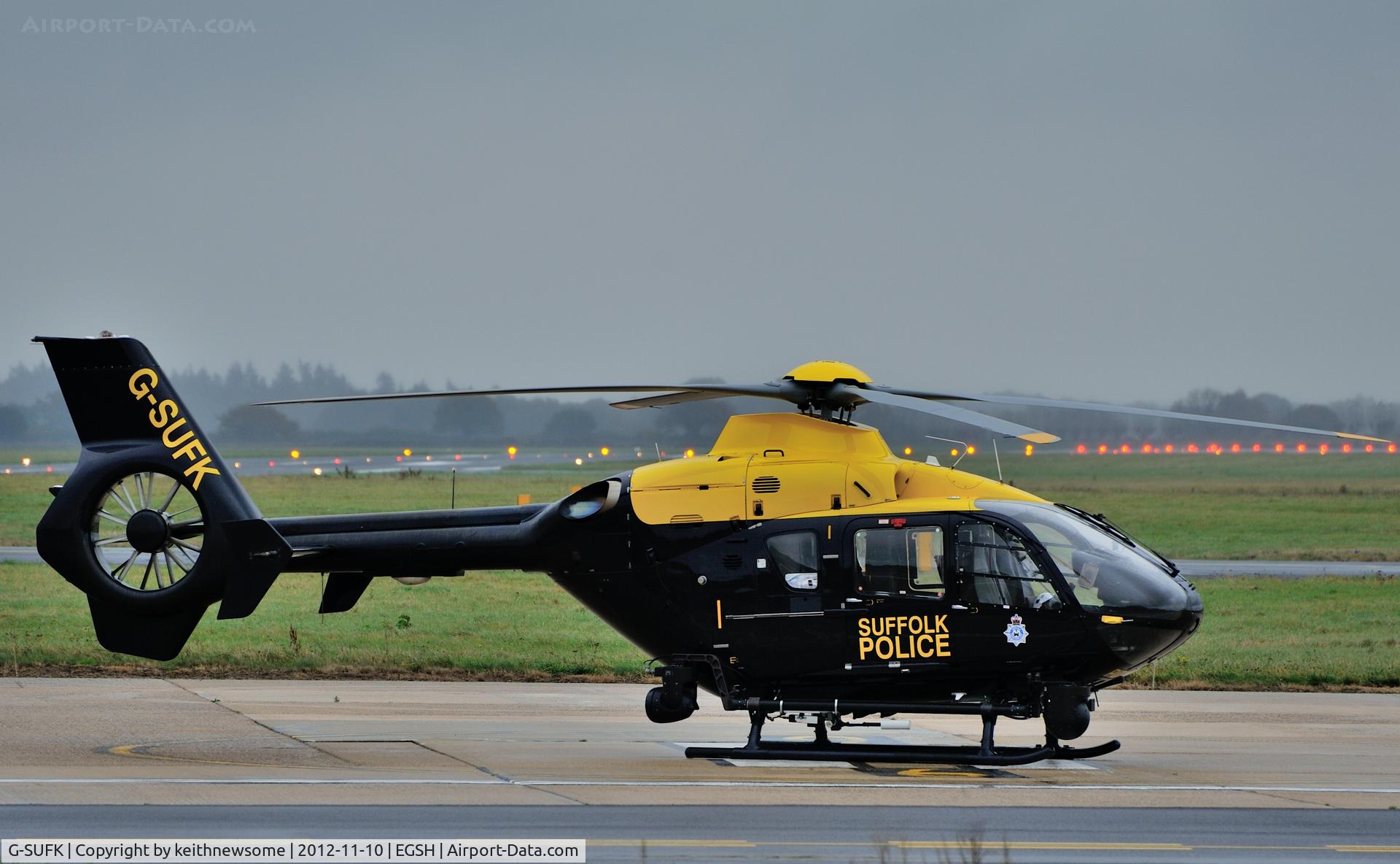 G-SUFK, 2008 Eurocopter EC-135P-2+ C/N 0730, Waiting in the Wet !
