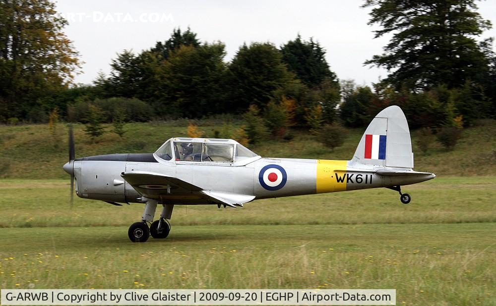 G-ARWB, 1952 De Havilland DHC-1 Chipmunk 22A C/N C1/0621, Ex: WK611 > G-ARWB - Originally owned to, Derby Aviation Ltd in January 1962 and currently with and a trustee of, Thruxton Chipmunk Flying Group in September 1996. In the colours of the, Royal Air Force as WK611.