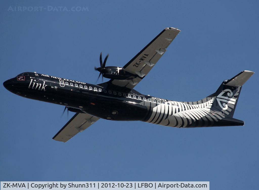 ZK-MVA, 2012 ATR 72-600 (72-212A) C/N 1051, Taking off rwy 32L in full All Black c/s for his first flight...