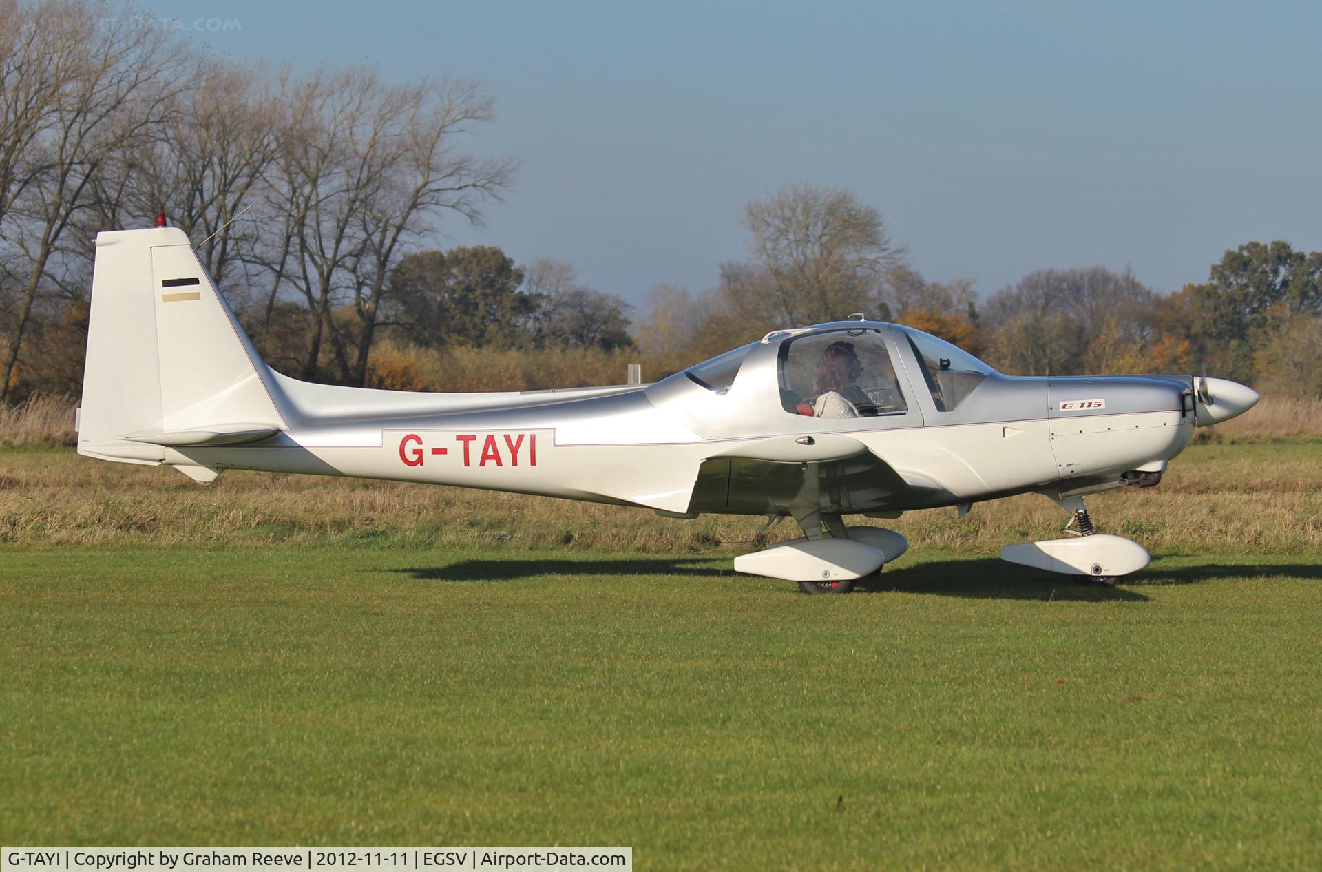 G-TAYI, 1987 Grob G-115A C/N 8008, Just landed.