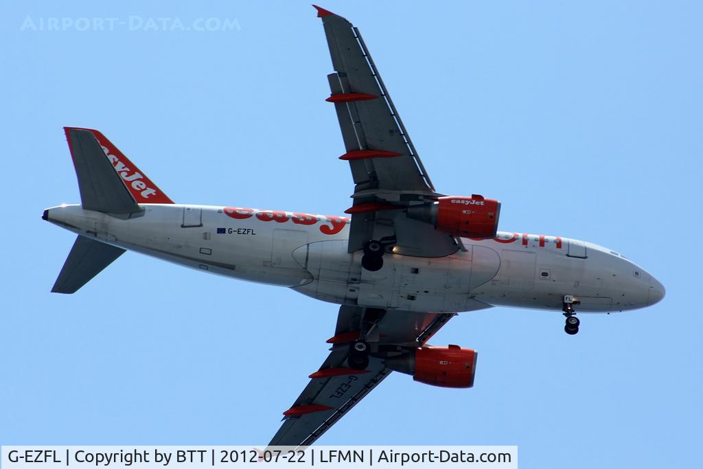 G-EZFL, 2009 Airbus A319-111 C/N 4056, above the port of the city of Nice