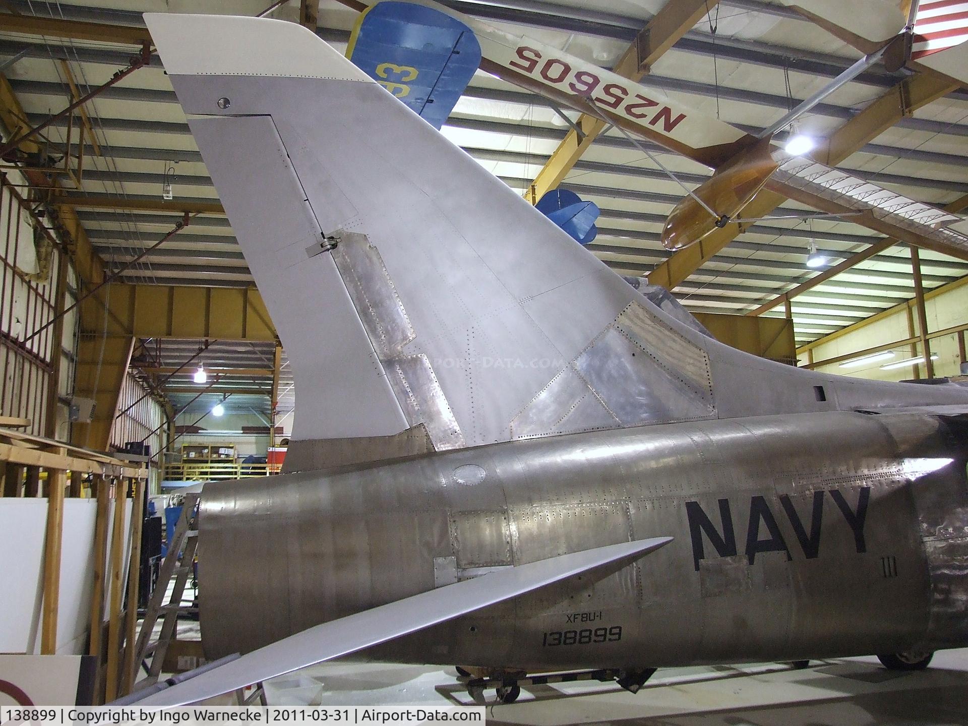 138899, 1955 Vought XF8U-1/XF-8A C/N Not found 138899, Vought XF8U-1 (XF-8A) Crusader prototype being restored at the Museum of Flight Restoration Center, Everett WA