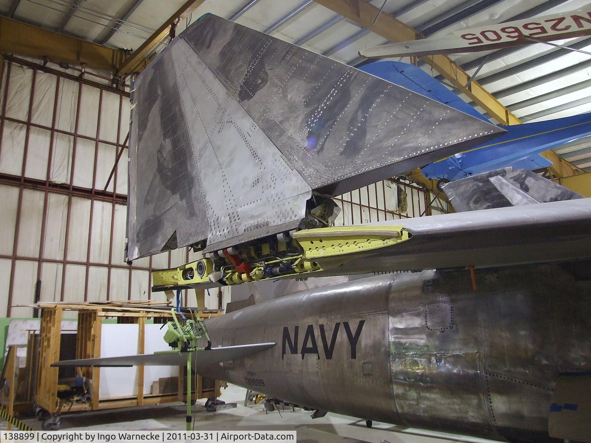 138899, 1955 Vought XF8U-1/XF-8A C/N Not found 138899, Vought XF8U-1 (XF-8A) Crusader prototype being restored at the Museum of Flight Restoration Center, Everett WA